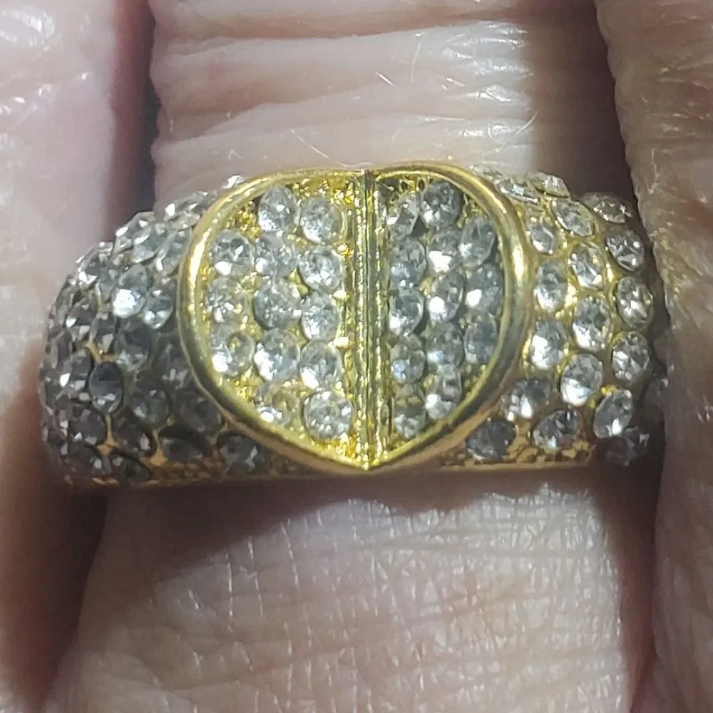 Clear White Baguette Diamond Cocktail Ring 14K Gold on 925 Sterling Silver
